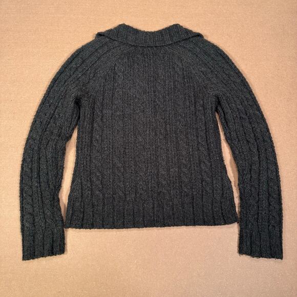 Vintage Gray Chunky Knit Toggle Cardigan Sweater Shawl Collar Cozy Wool Blend - Picture 4 of 7